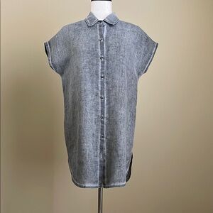XCVI - Tunic Shirt/Mini Dress in Stonewashed Gray - Small